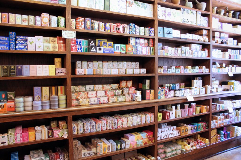 Merz Apothecary soap wall